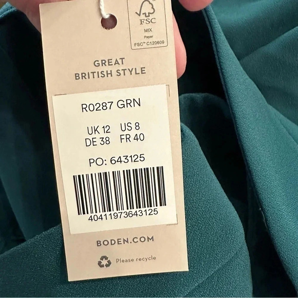 Boden Pleated Crepe Mini Side Zip Skirt in Green Size US 8 NWT - Picture 8 of 9